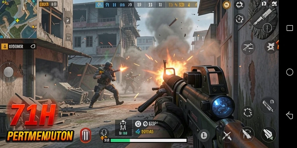 Screenshot gameplay 71H menampilkan aksi pertempuran yang memukau.