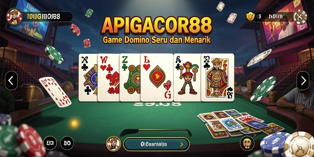 Tampilan gameplay seru di APIGACOR88 dengan kartu domino.