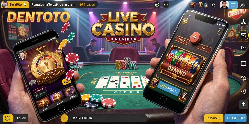 Tampilan gameplay DENTOTO dengan dealer Live Casino yang profesional.