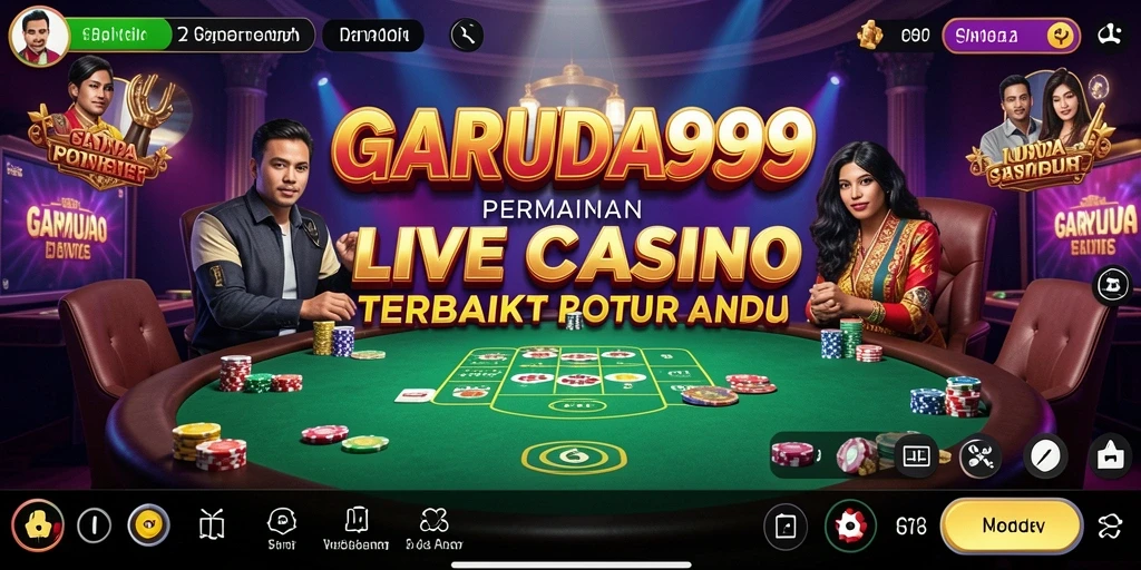 Screenshot GARUDA999 menampilkan dealer langsung dalam permainan yang seru.