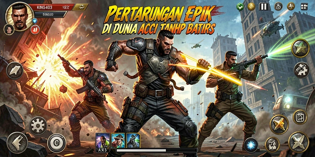 Tangkapan layar KING403 menampilkan pertempuran seru dan grafis yang memukau.