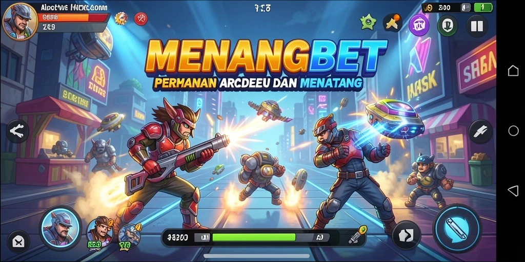 Tampilan utama game MENANGBET yang penuh aksi dan warna.