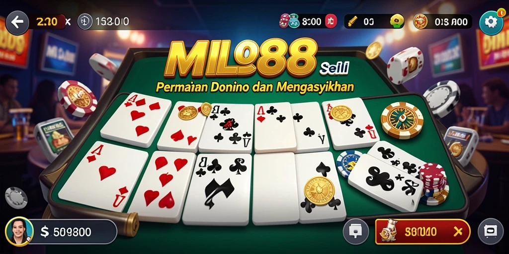Tampilan screenshot MILO88 menunjukkan keseruan gameplay Domino yang interaktif.