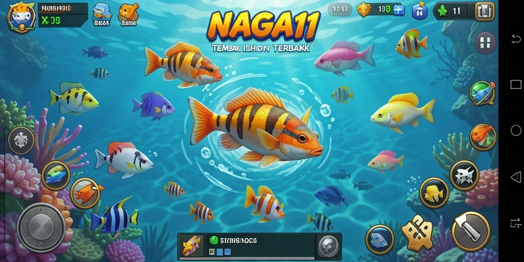 Screenshot gameplay NAGA11 menampilkan sesi berburu ikan yang mendebarkan.