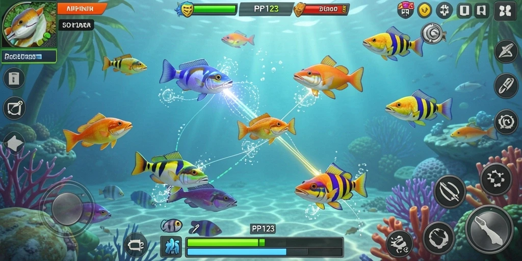 Tampilan menakjubkan dari gameplay Tembak Ikan di PP123.