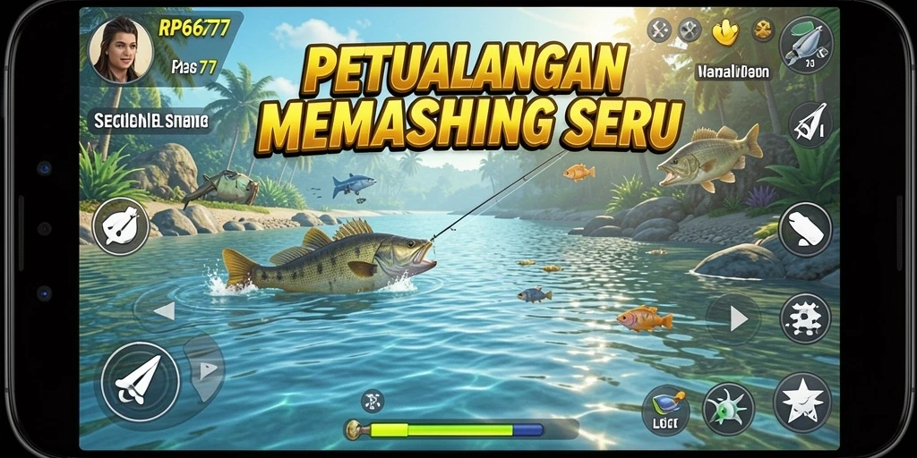 Screenshot gameplay RP6677 dengan pengalaman memancing yang menarik.