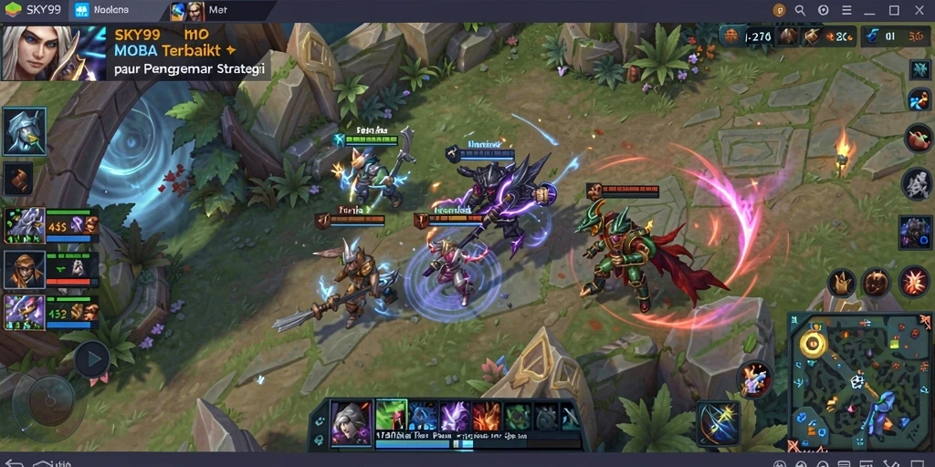 Tampilan gameplay MOBA yang seru dan kompetitif.