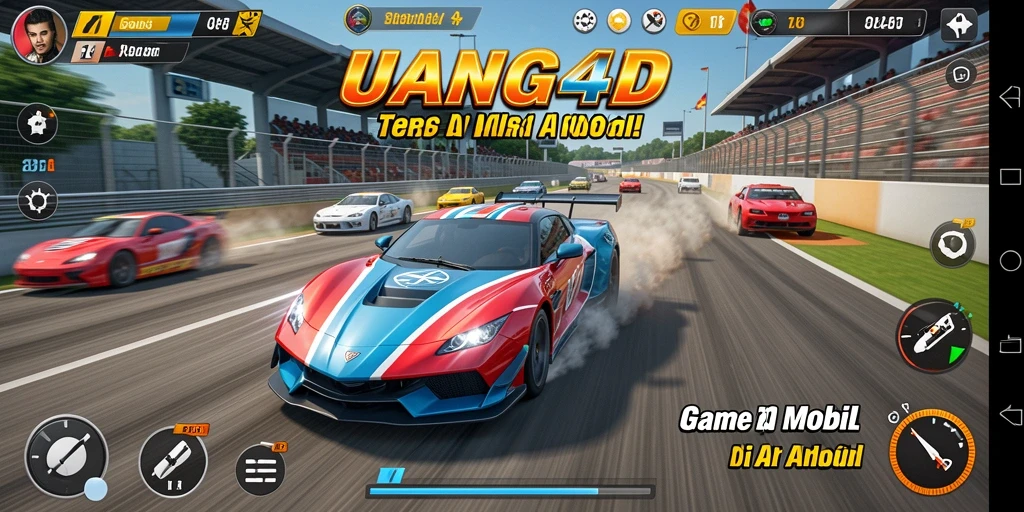 Tampilan gameplay balap mobil yang mendebarkan di UANG4D.