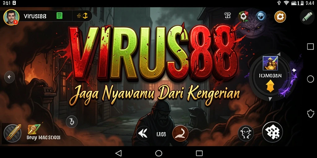 Tangkapan layar gameplay <strong>VIRUS88</strong> dengan suasana horror yang intens.